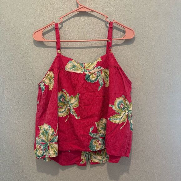 Faherty marina seersucker pink Floral Camisole Top M - Picture 4 of 4